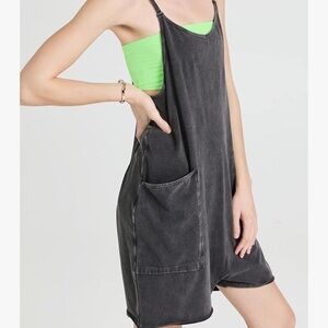 Free People Gray Hot Shot Shorts Romper Size M
